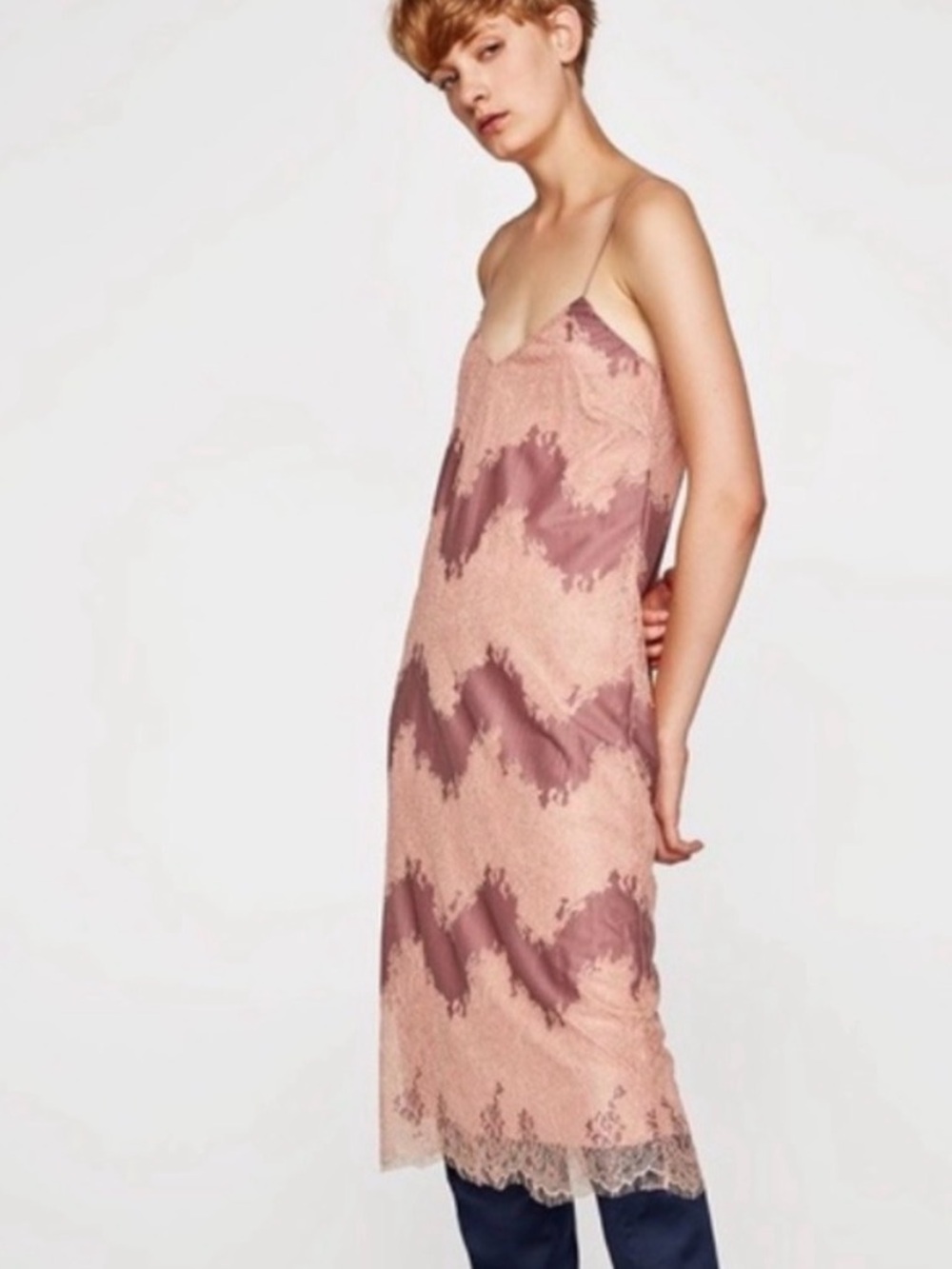 Zara Lace-Trim Midi Slip Dress - Dusty Rose